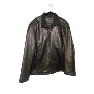 Dockers Lamb Leather Jacket Size Large Black Soft Biker